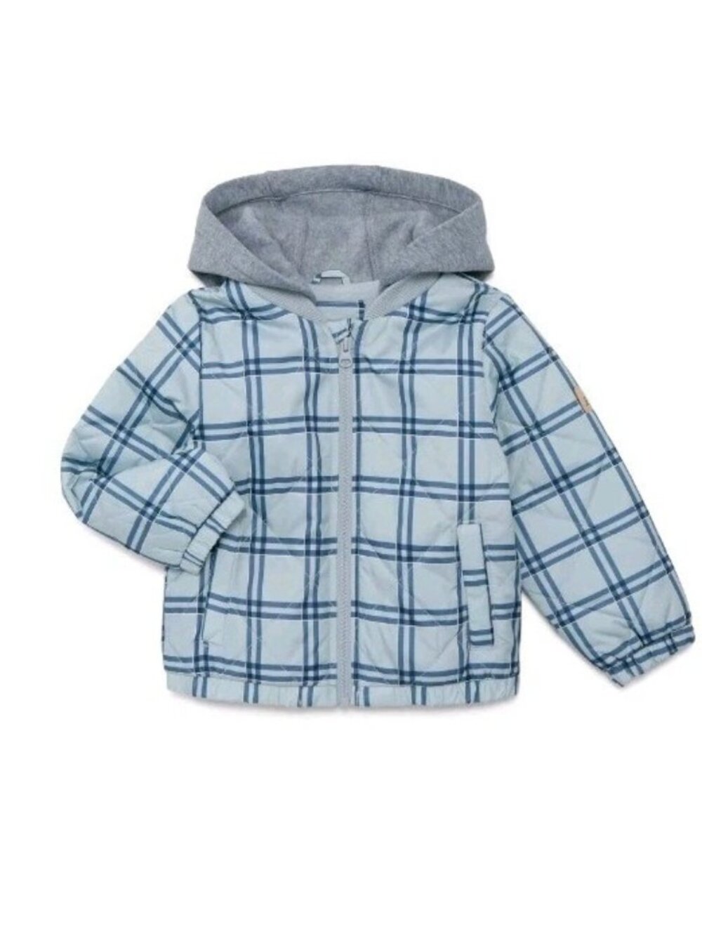 Carter's Child Of Mine Plaid Hooded Puffer Jacket Blue  4T Fleece Full Zip